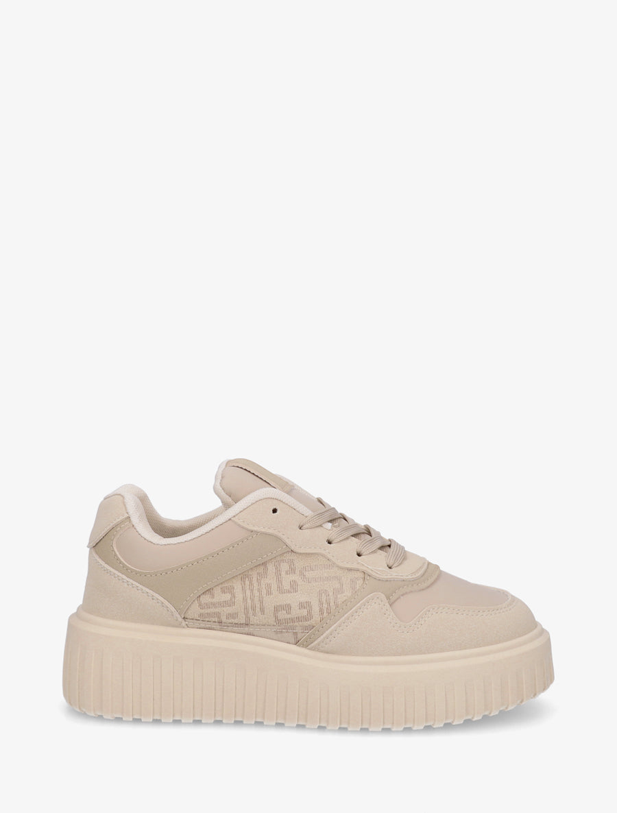 Baskets à empiècement graphique - Beige - 1