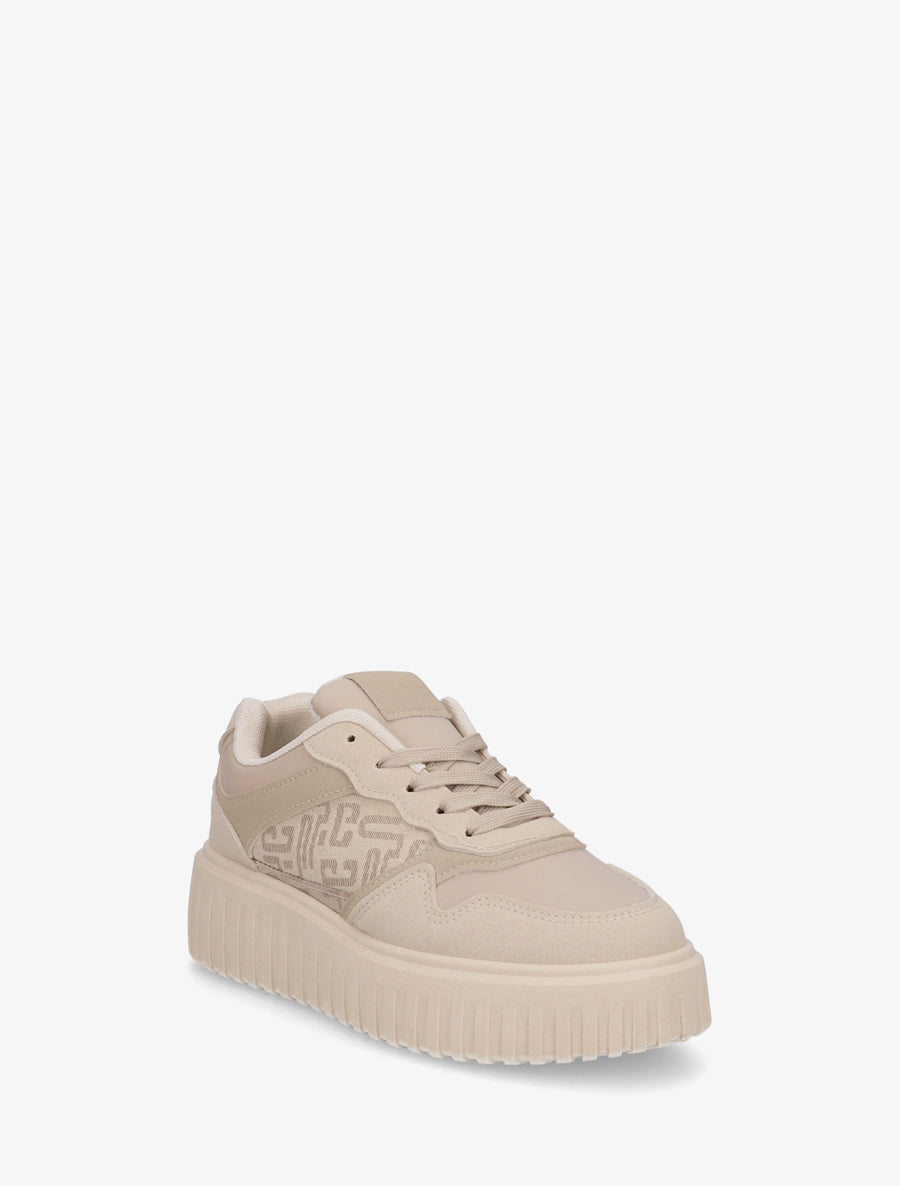 Baskets à empiècement graphique - Beige - 2