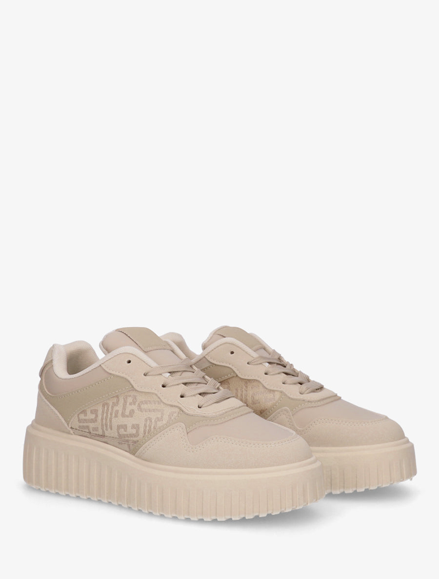 Baskets à empiècement graphique - Beige - 4