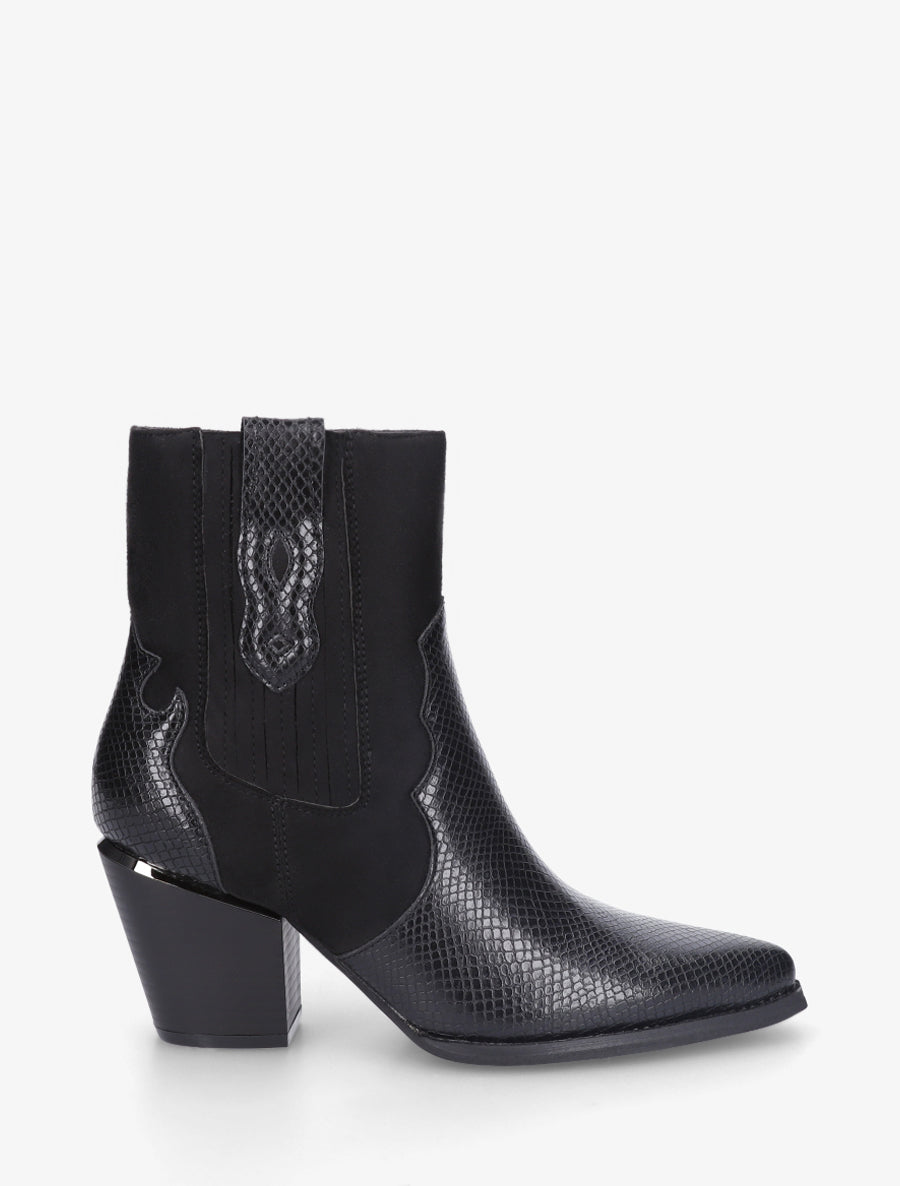 Bottines pointues inspiration santiag - Noir - 1
