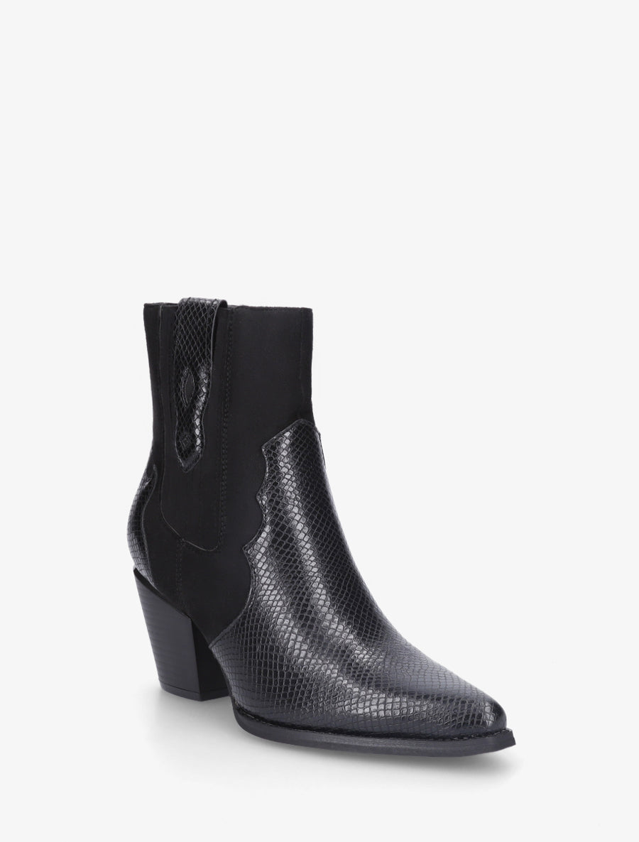 Bottines pointues inspiration santiag - Noir - 2