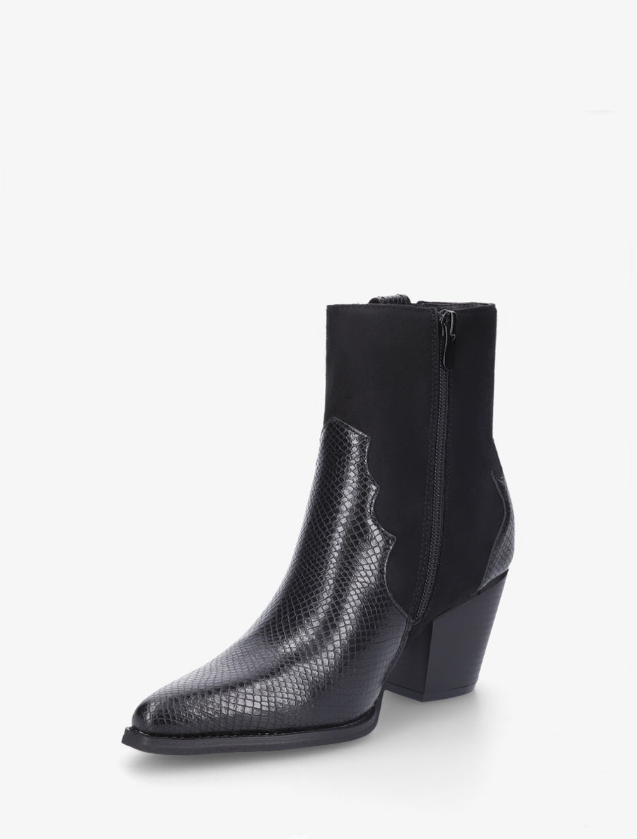 Bottines pointues inspiration santiag - Noir - 3