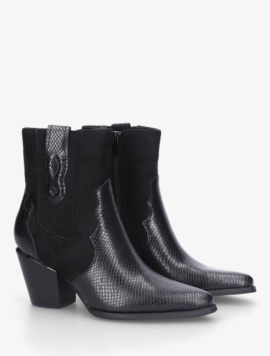 Bottines pointues inspiration santiag - Noir - 4