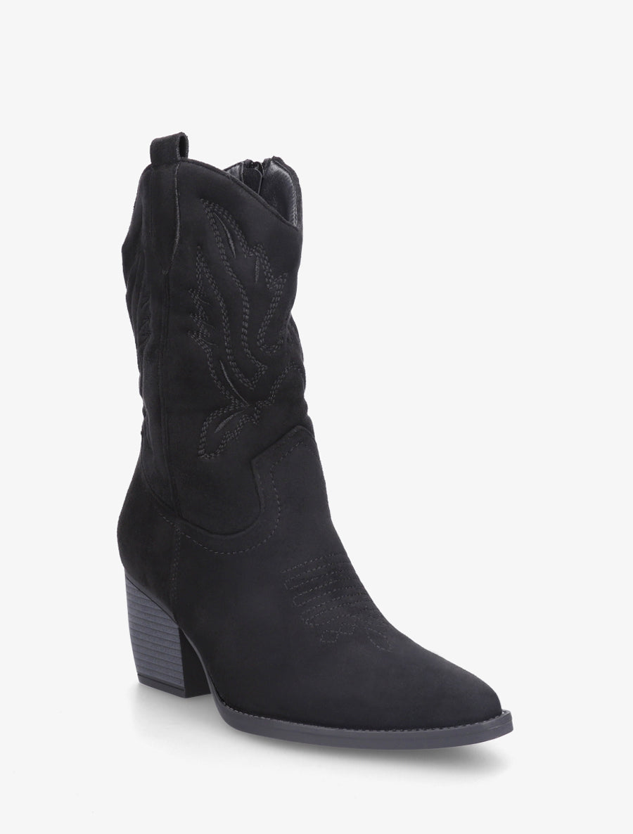 Bottines montantes style santiag - Noir - 2