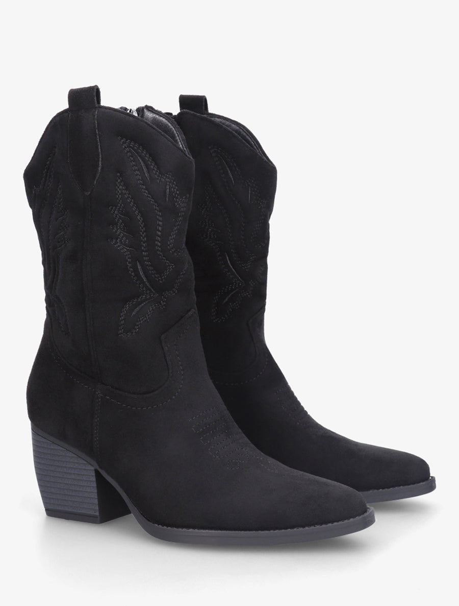 Bottines montantes style santiag - Noir - 4