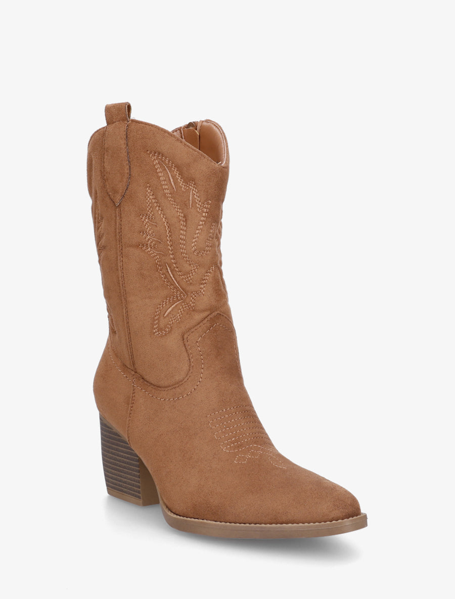 Bottines montantes style santiag - Camel - 2