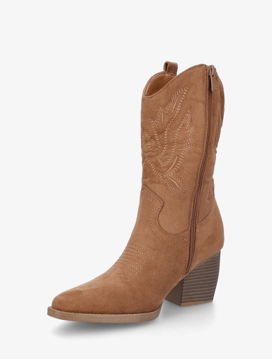 Bottines montantes style santiag - Camel - 3