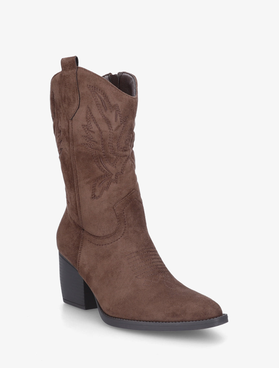Bottines montantes style santiag - Marron - 2