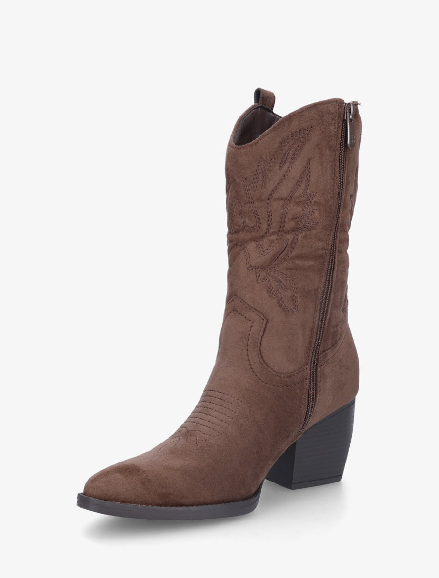 Bottines montantes style santiag - Marron - 3