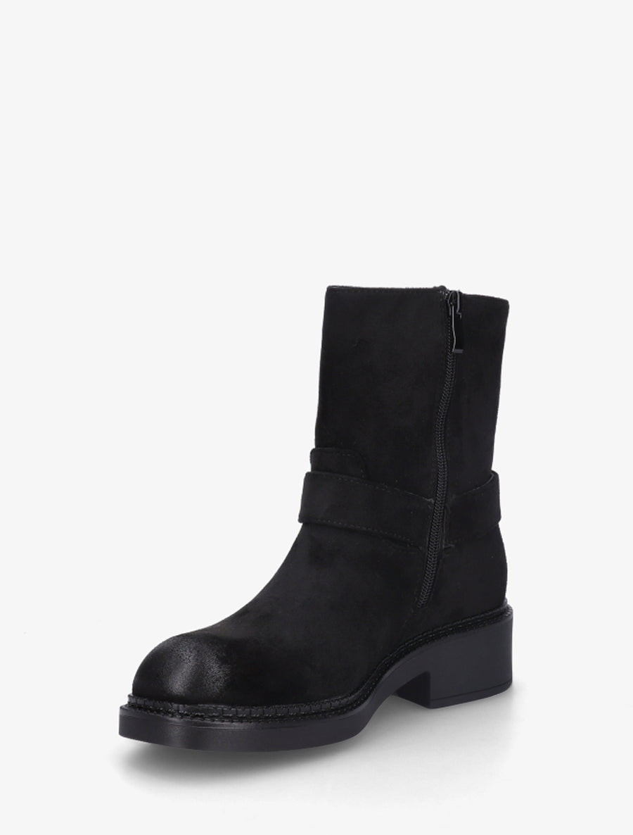 Bottines en suédine à détail tressé - Noir - 3