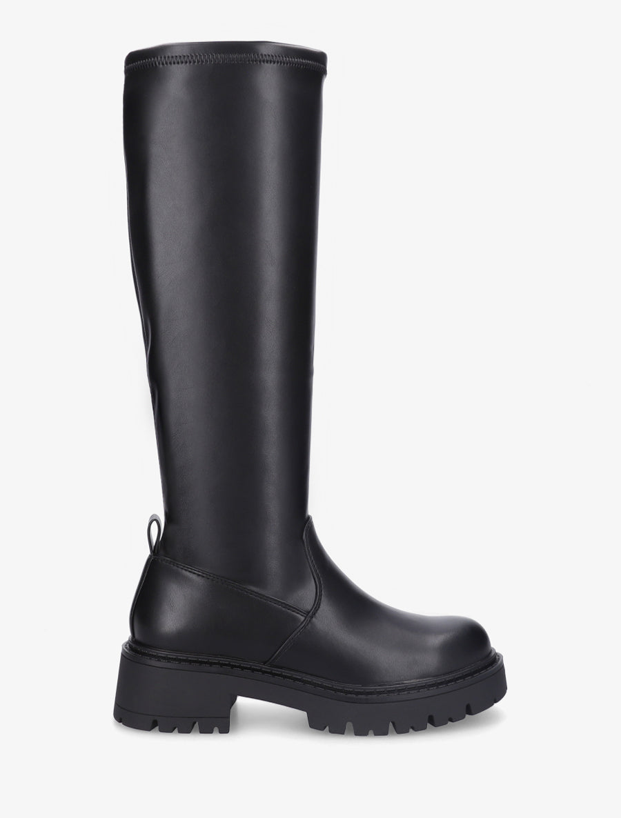 Bottes en simili à bout rond - Noir - 1