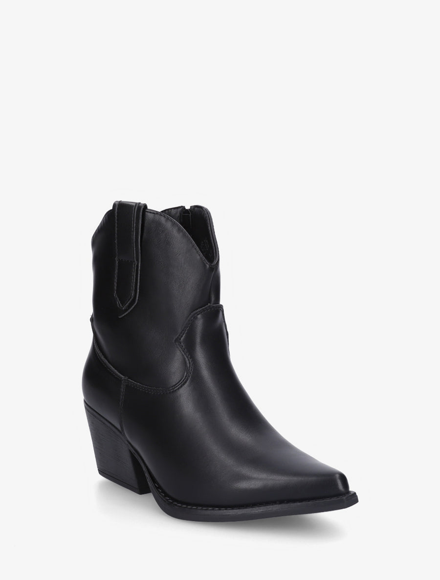 Bottines style santiag en simili - Noir - 2