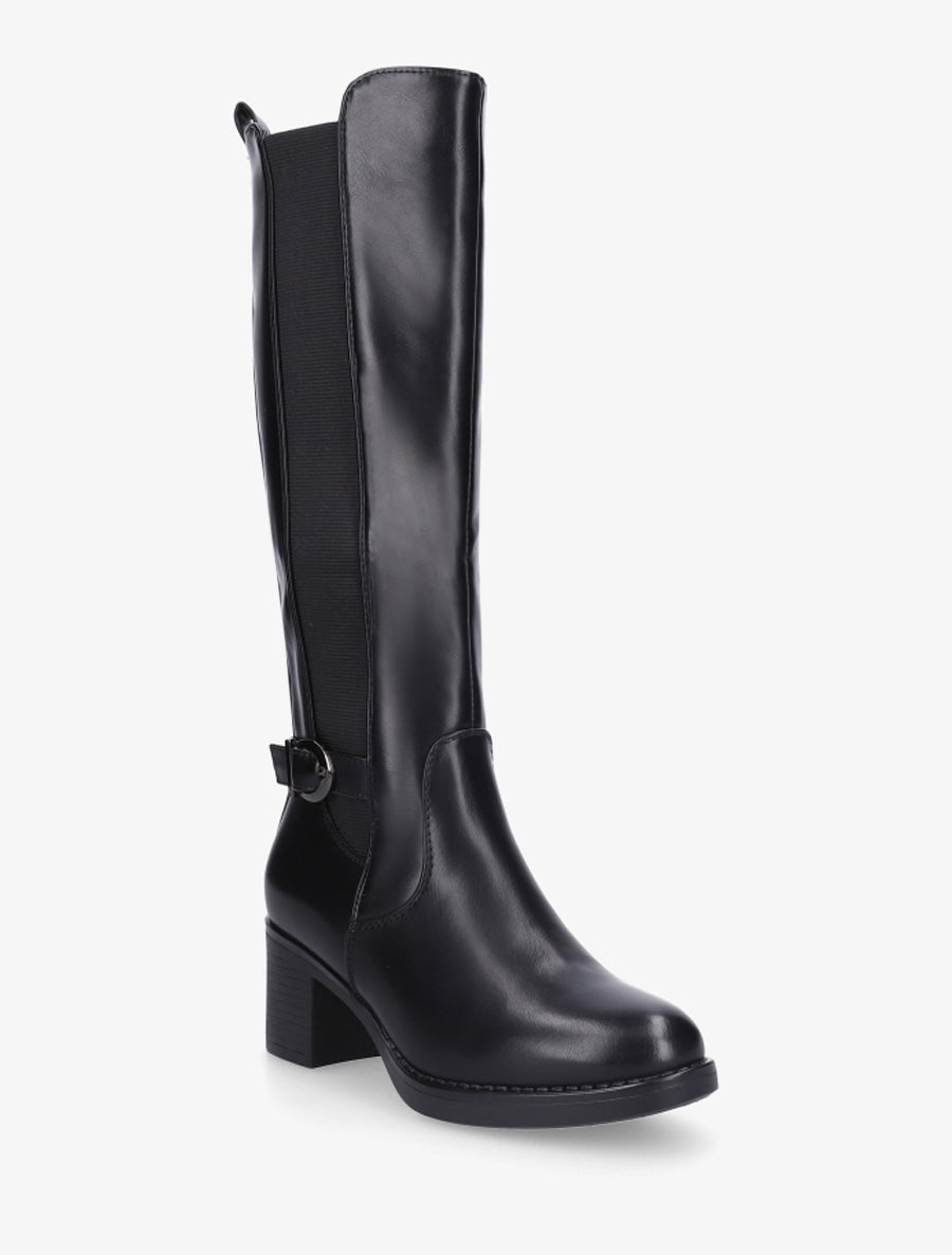 Bottes élastiquées à sangle en simili - Noir - 2
