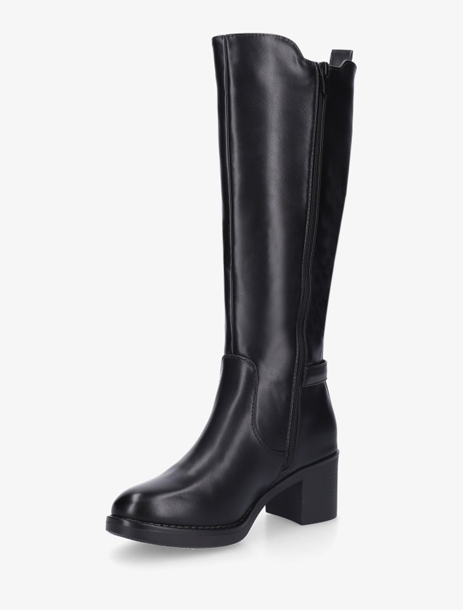 Bottes élastiquées à sangle en simili - Noir - 3