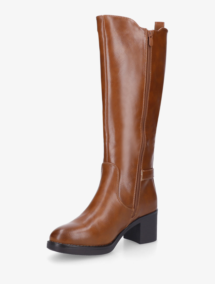 Bottes élastiquées à sangle en simili - Camel - 3