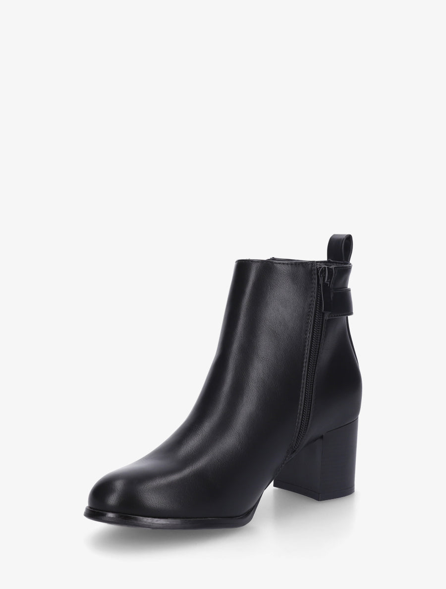 Bottines en simili à zip décoratif - Noir - 3