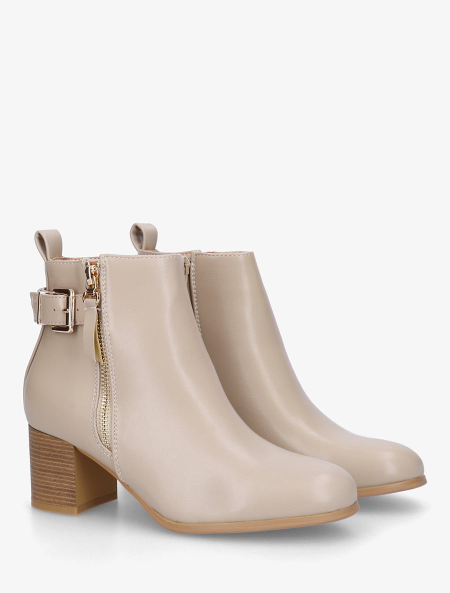 Bottines en simili à zip décoratif - Taupe - 4