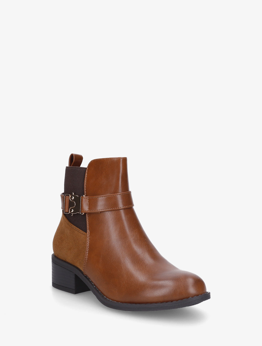 Bottines à empiècement métal - Camel - 2