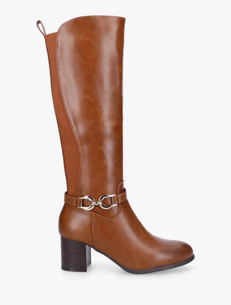 Bottes en simili à boucle décorative - Camel - 1