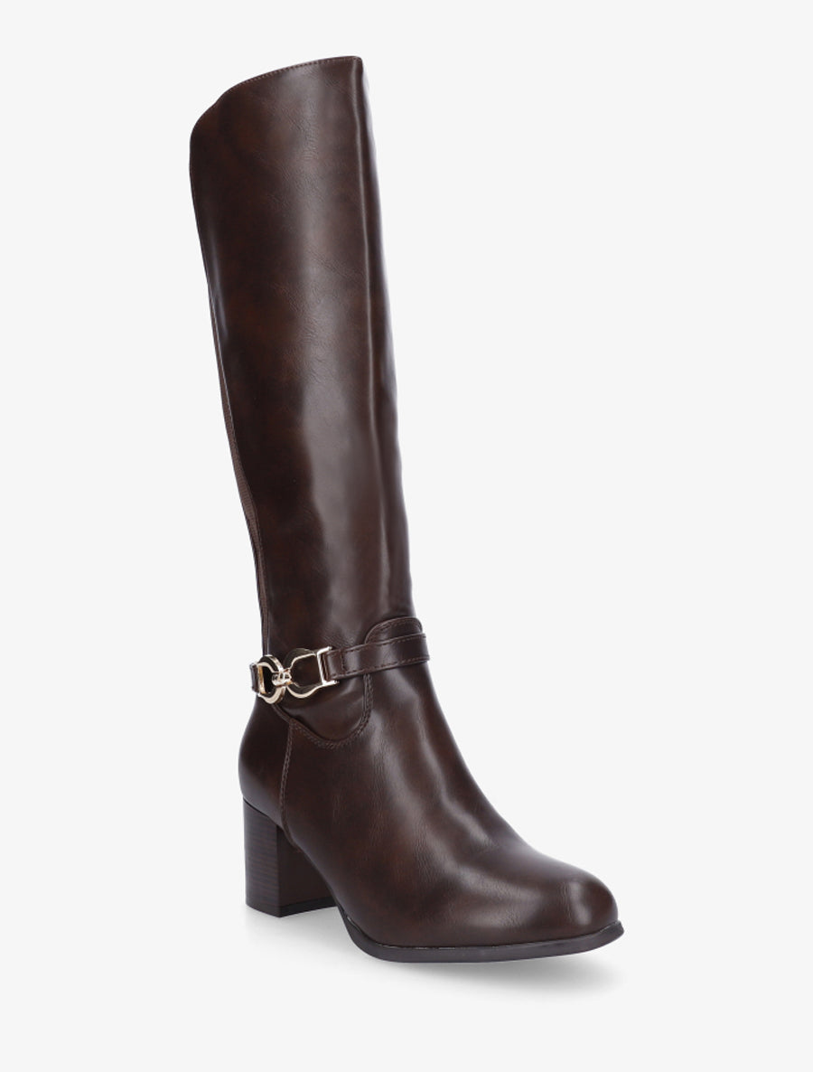 Bottes en simili à boucle décorative - Marron - 2
