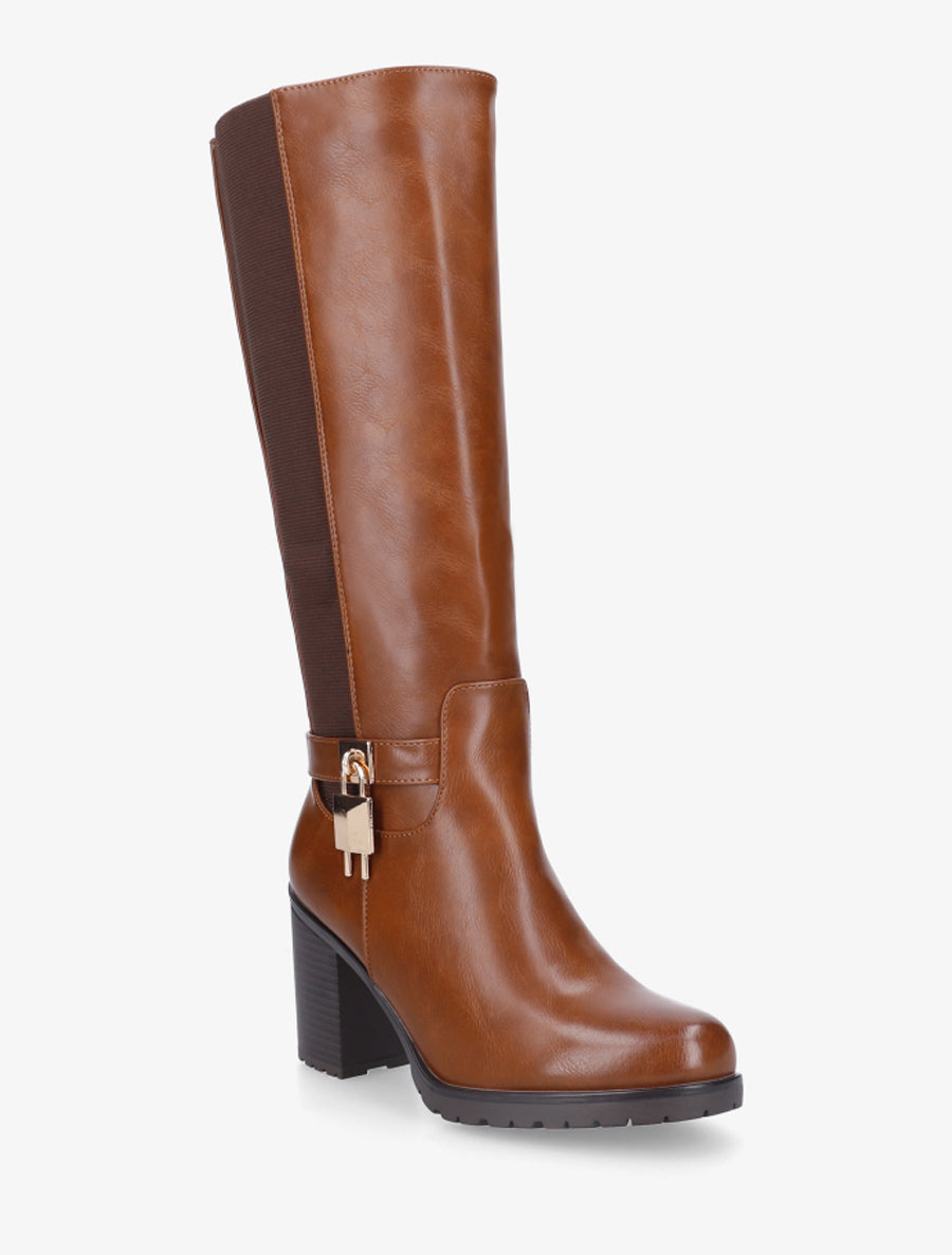 Bottes élastiquées à cadenas décoratif - Camel - 2