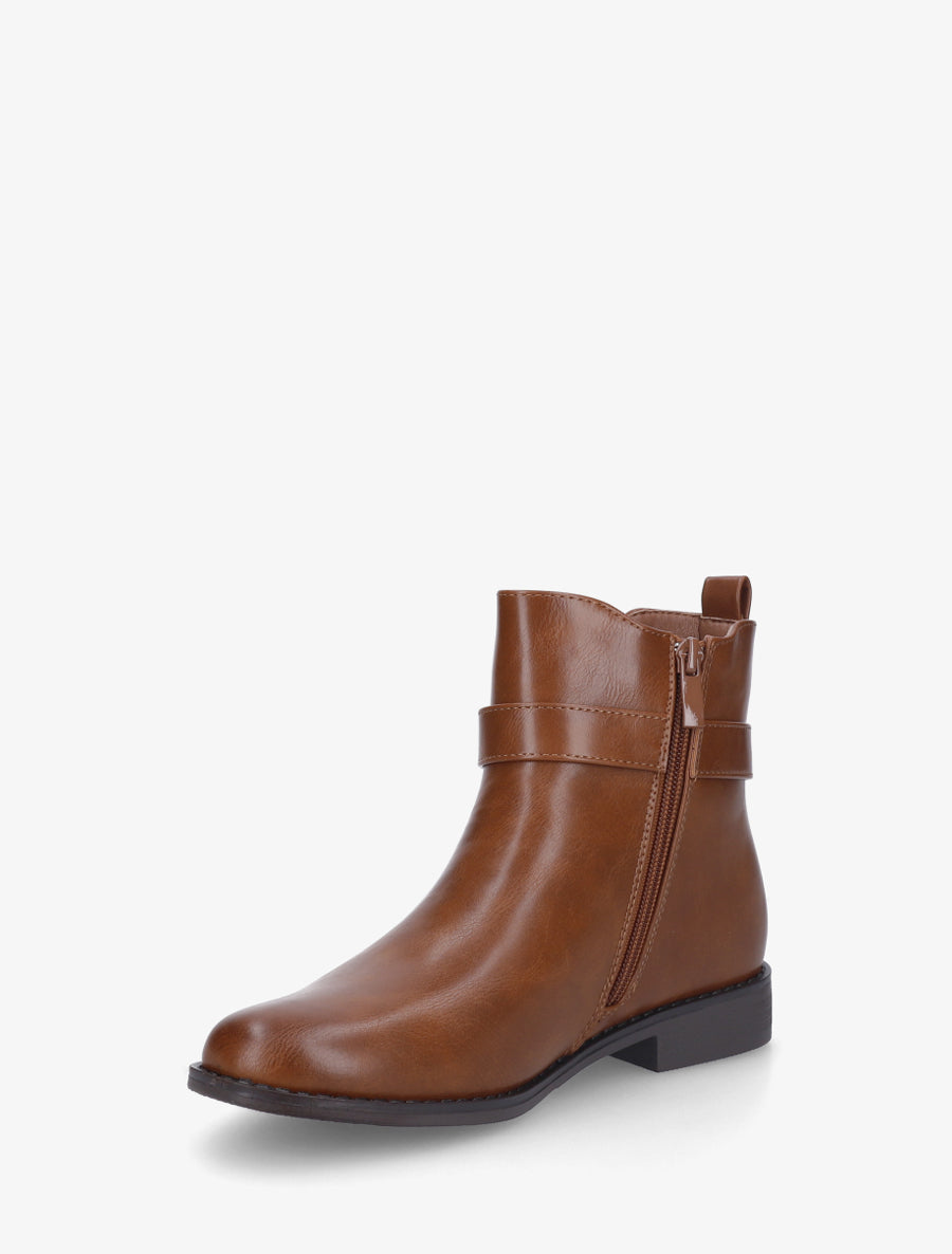 Bottines unies à cheville élastiquée - Camel - 3