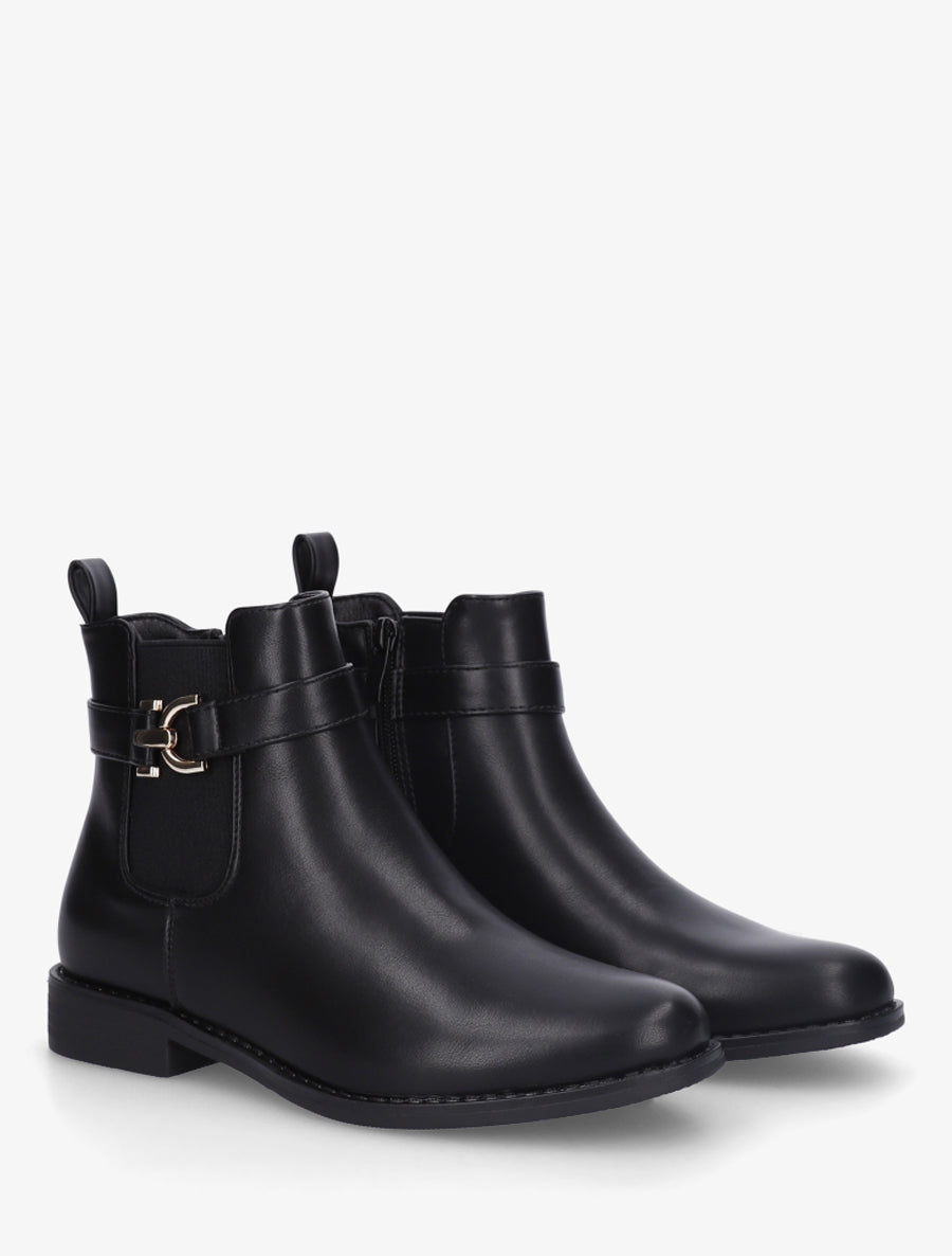 Bottines en simili à cheville élastiquée - Noir - 4