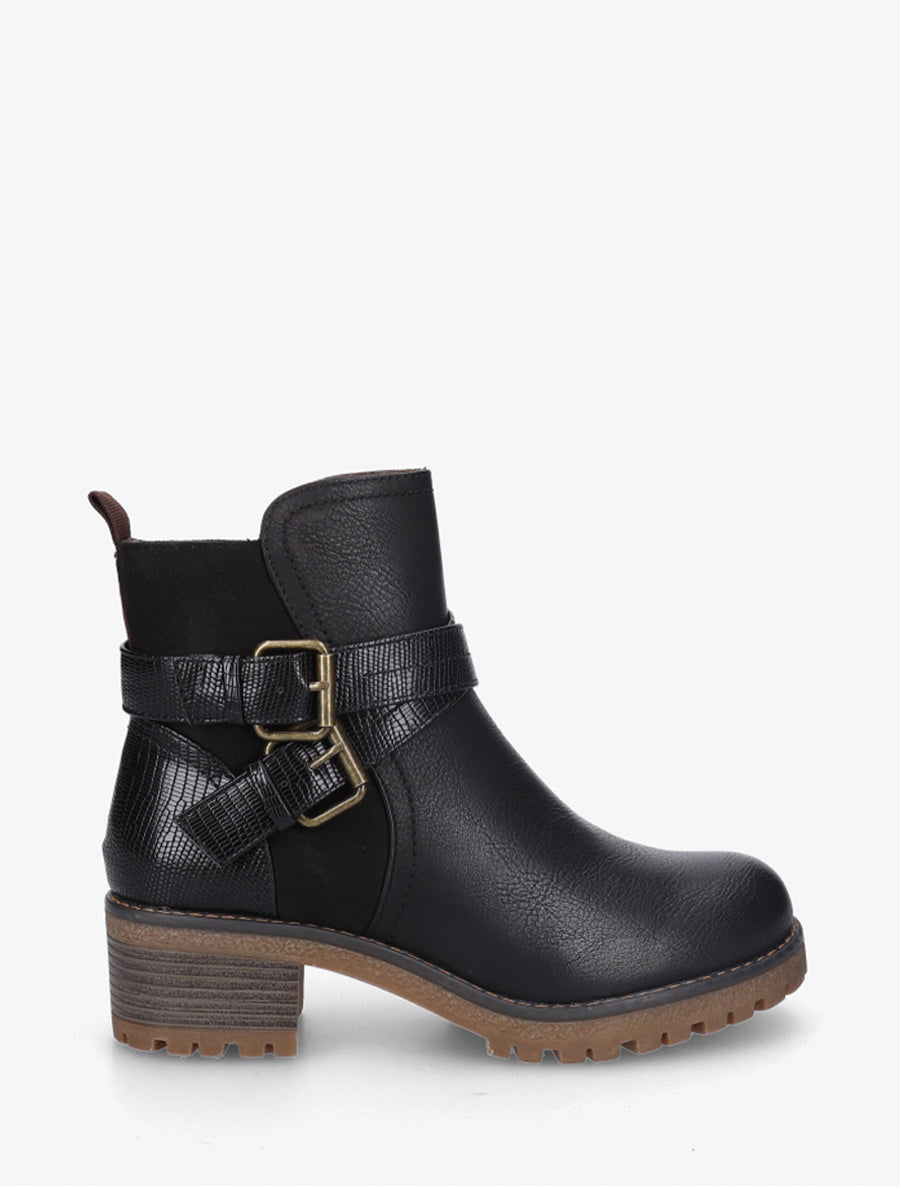 Bottines bi-matière à double sangles - Noir - 1