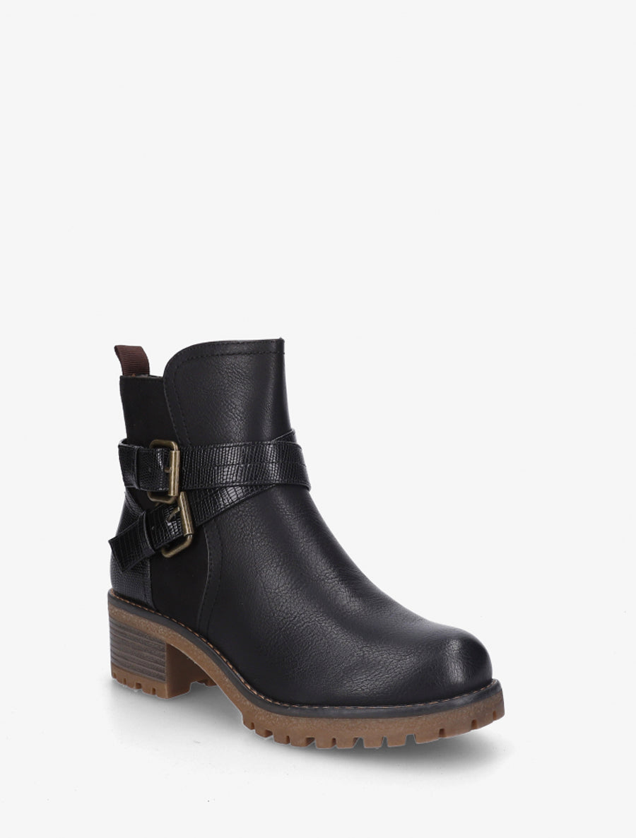 Bottines bi-matière à double sangles - Noir - 2