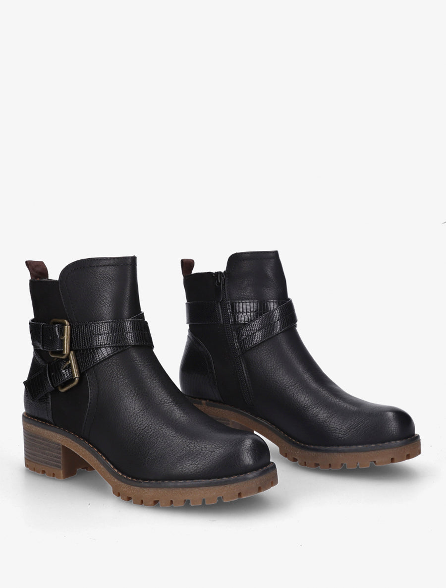 Bottines bi-matière à double sangles - Noir - 4