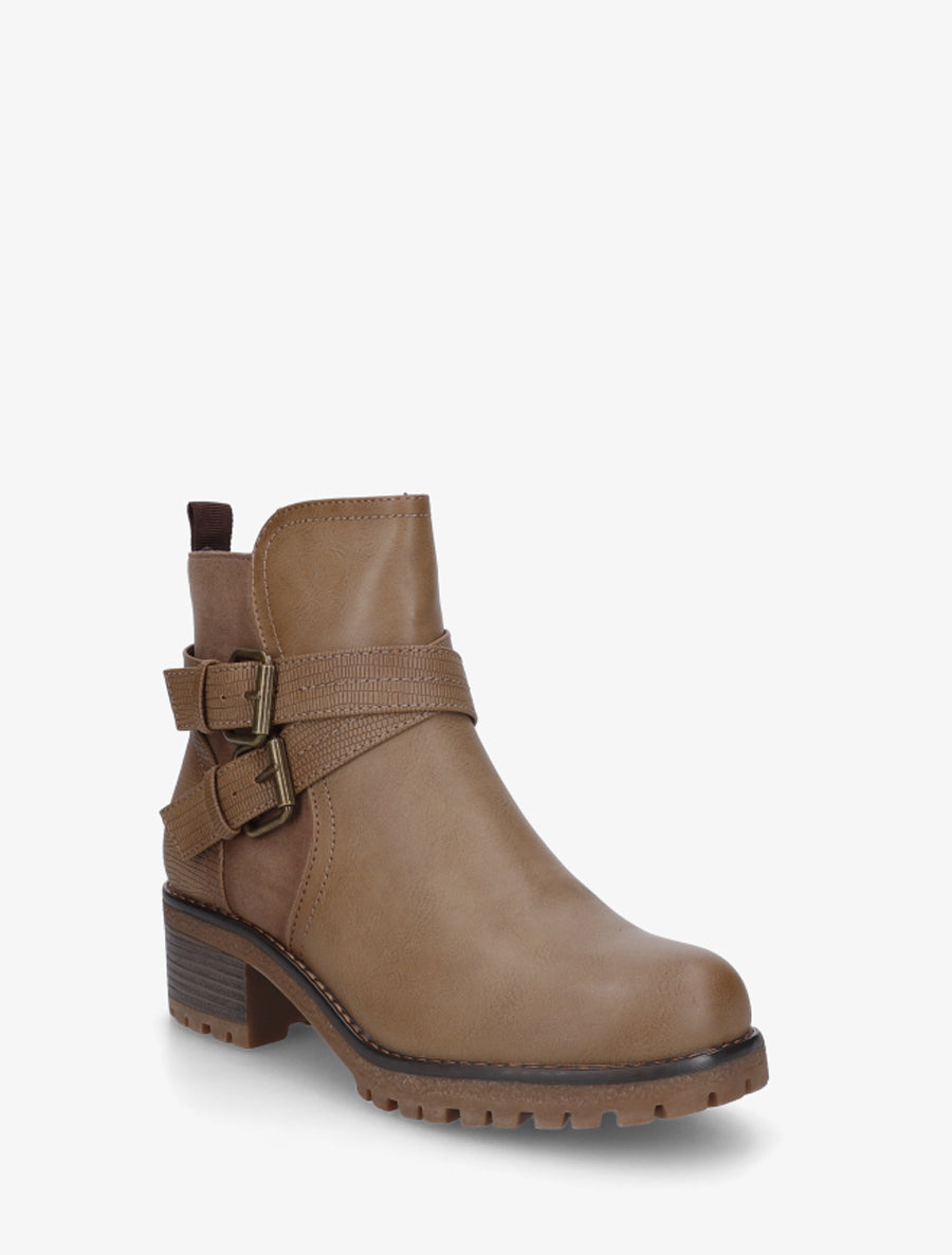 Bottines bi-matière à double sangles - Taupe - 2