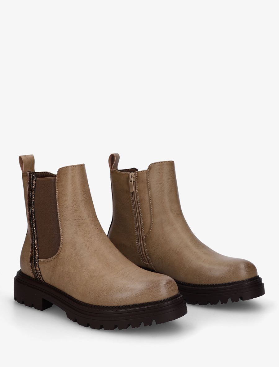 Chelsea à détail pailleté et imprimé croco - Taupe - 4