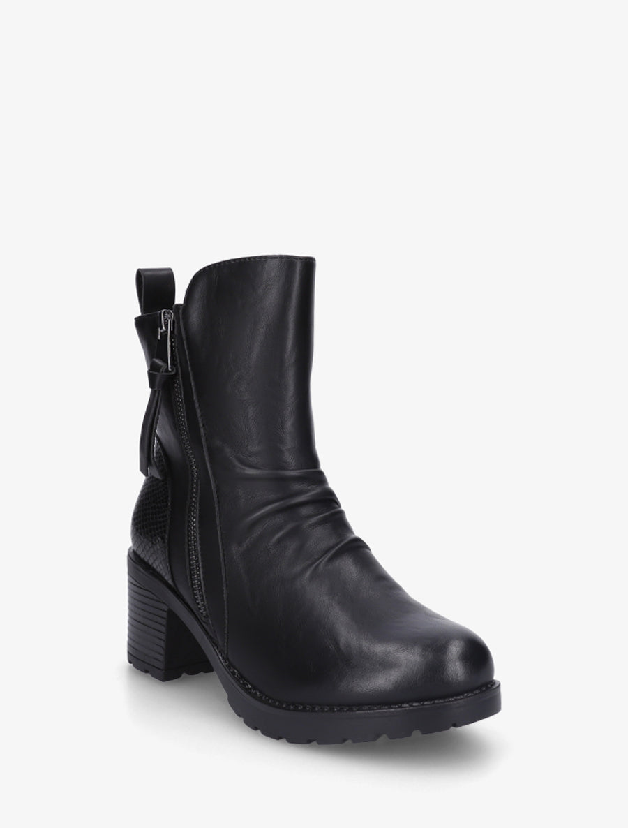 Bottines effet froissé et zip décoratif - Noir - 2