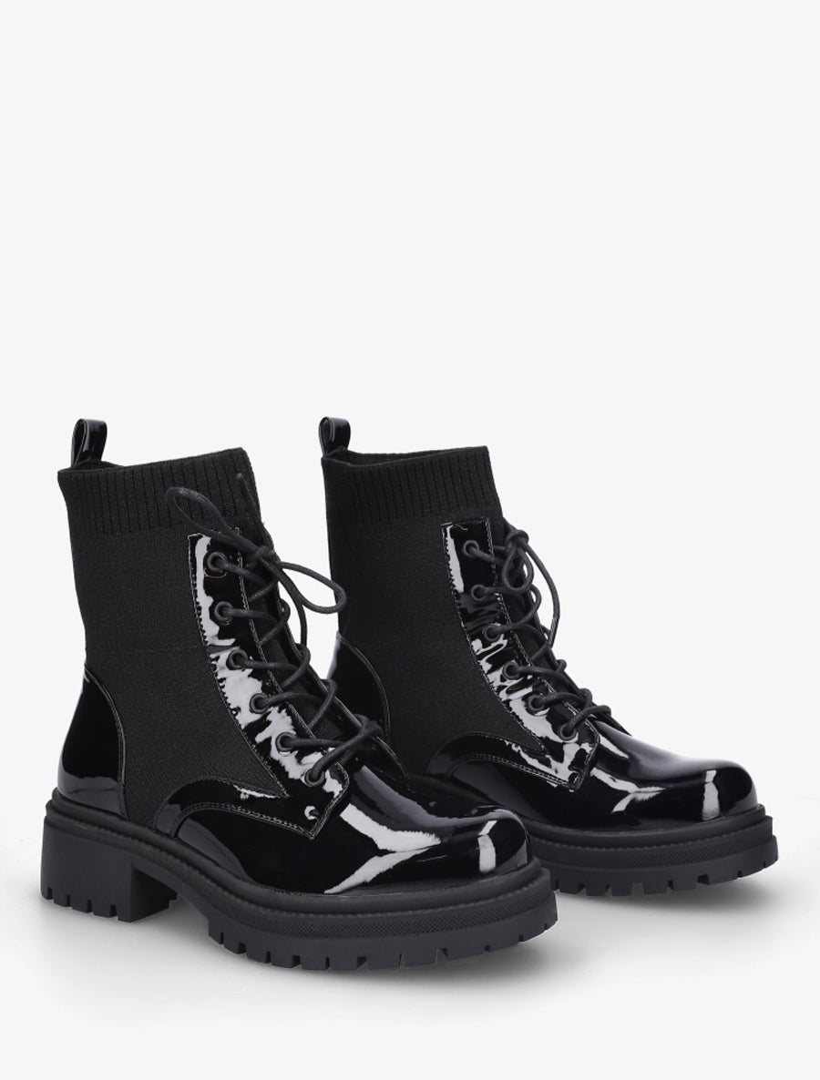 Bottines chaussettes et vernies - Noir - 4