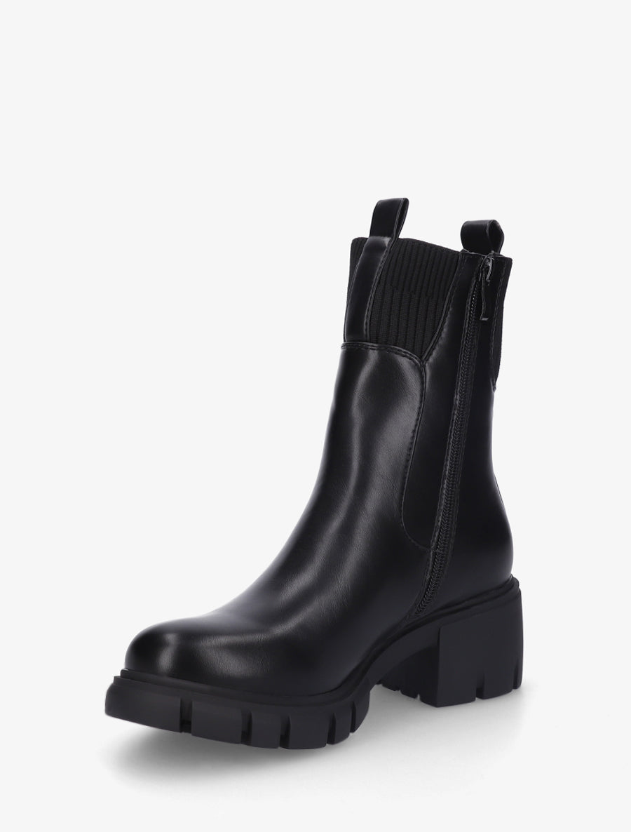 Bottines montantes bi-matière à semelle crantée - Noir - 3