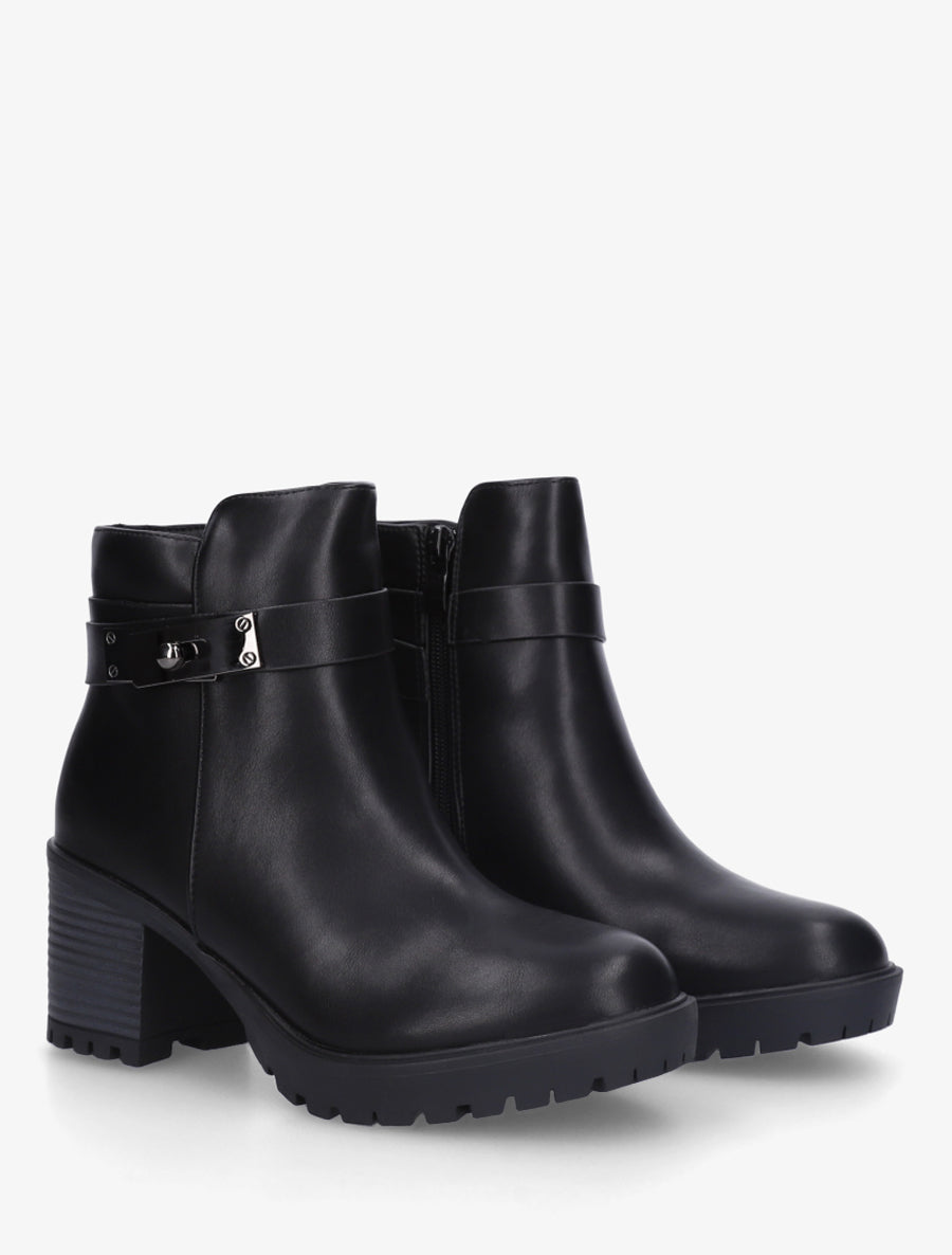 Bottines en simili à boucle décorative - Noir - 4