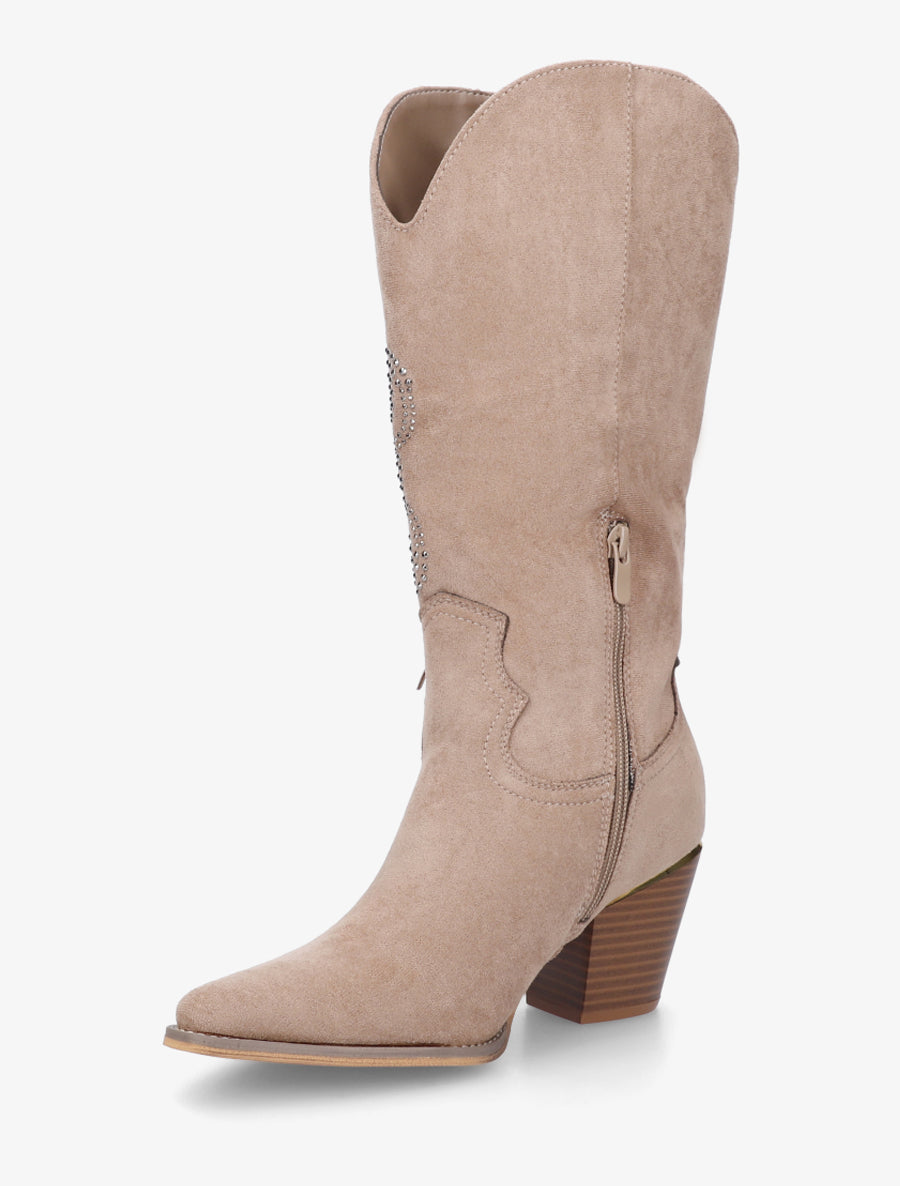 Santiags à franges en strass - Taupe - 3
