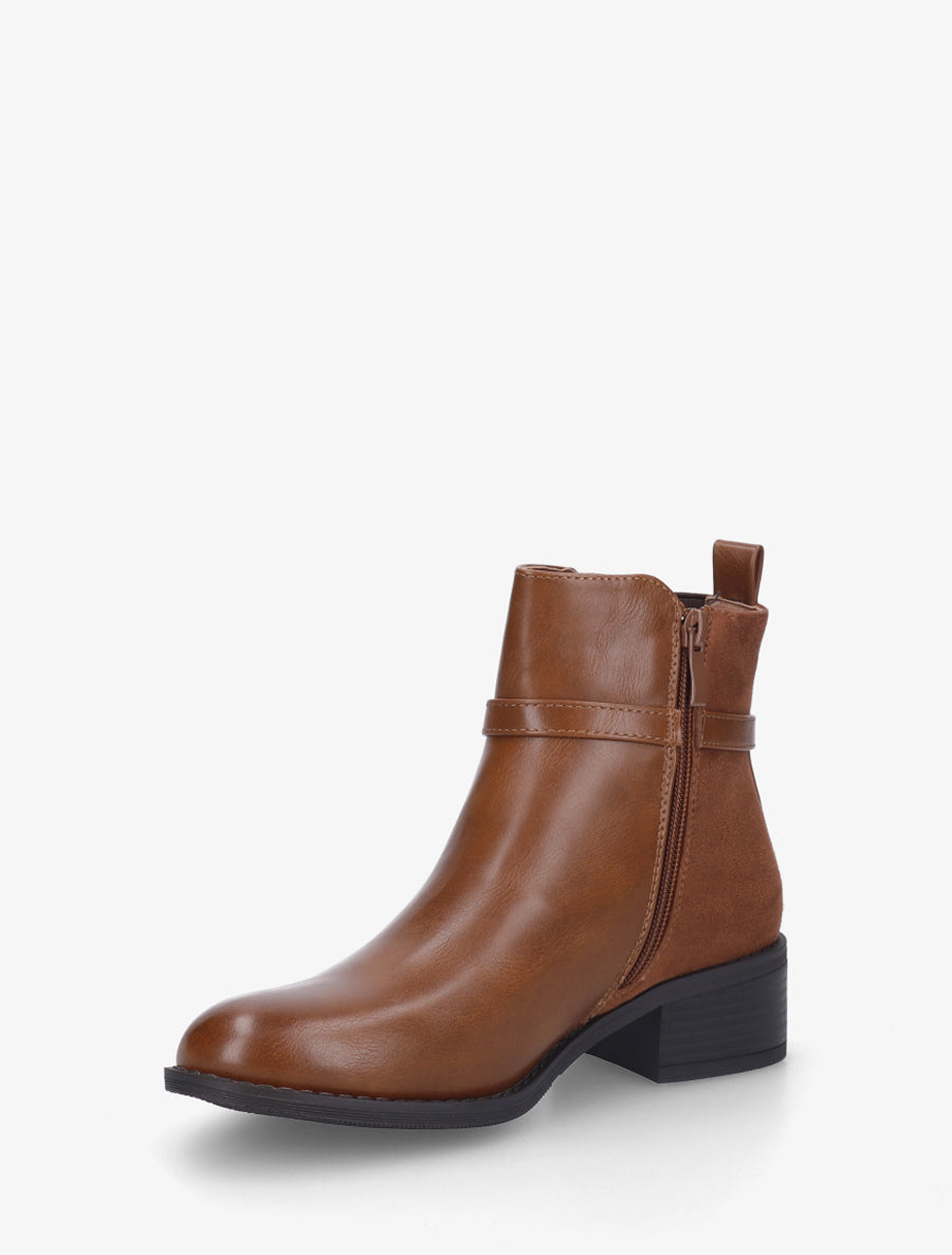 Bottines bi-matière élastiquées - Camel - 3