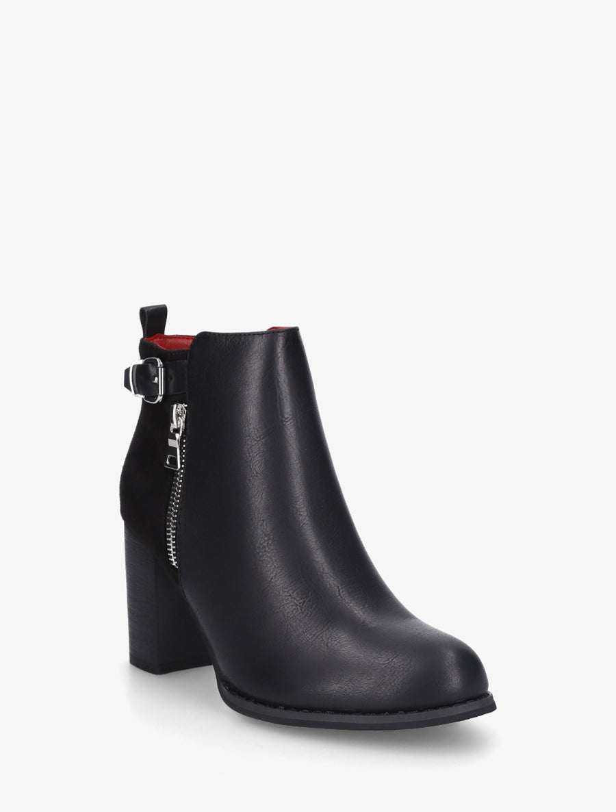 Bottines à zip décoratif et sangle - Noir - 2