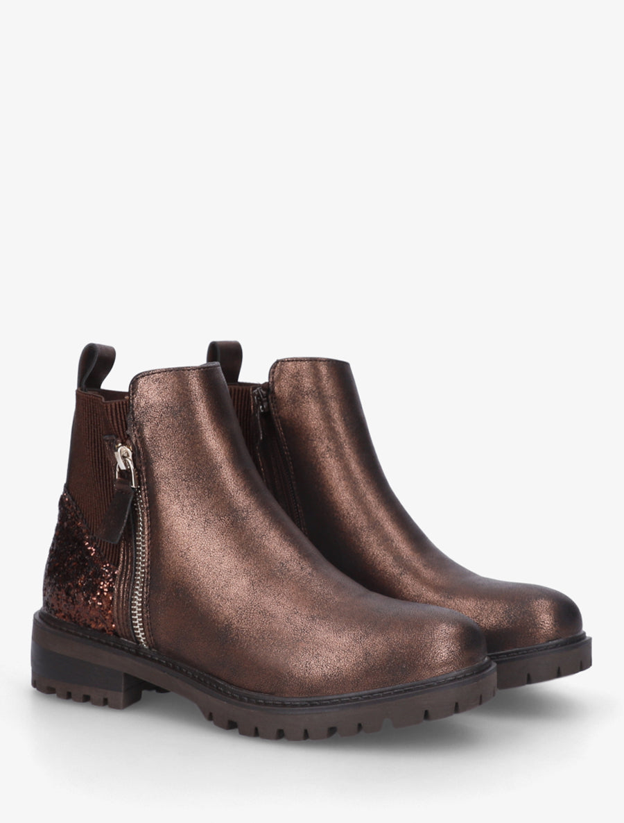 Bottines élastiquées à contrefort pailleté - Bronze - 4