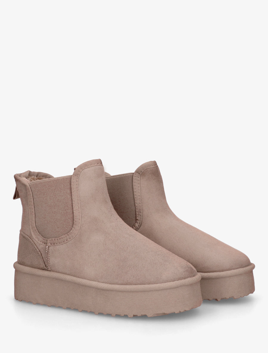 Bottines élastiquées en suédine - Taupe - 4