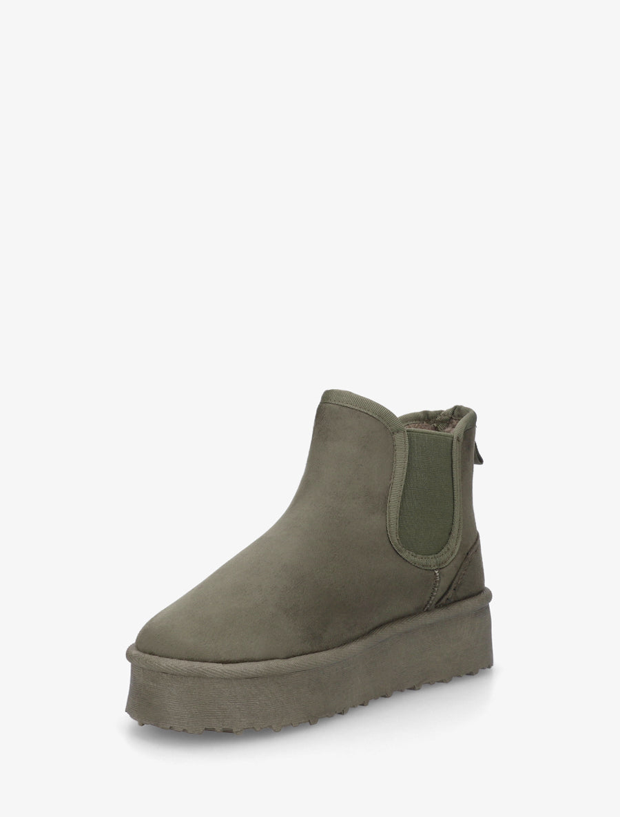 Bottines élastiquées en suédine - Kaki - 3