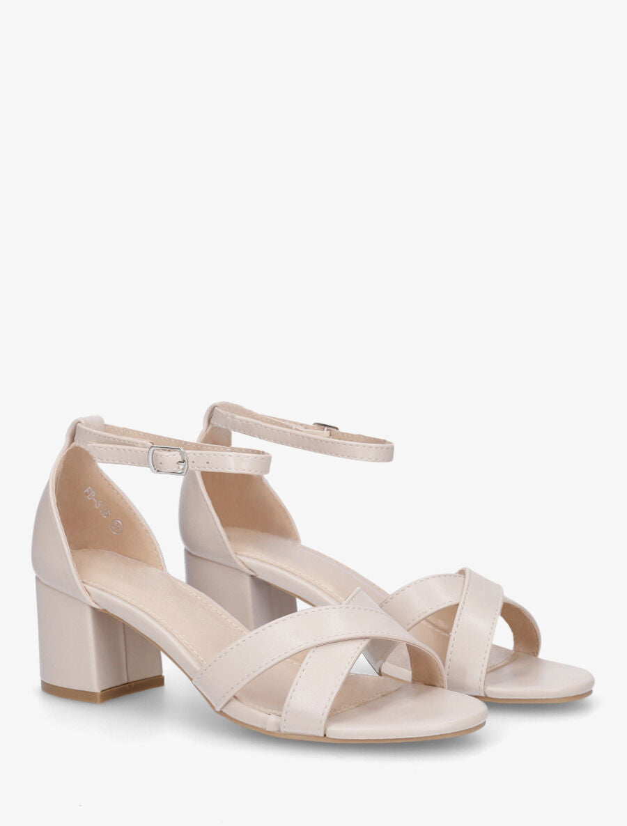 Sandales croisées en simili - Beige - 4