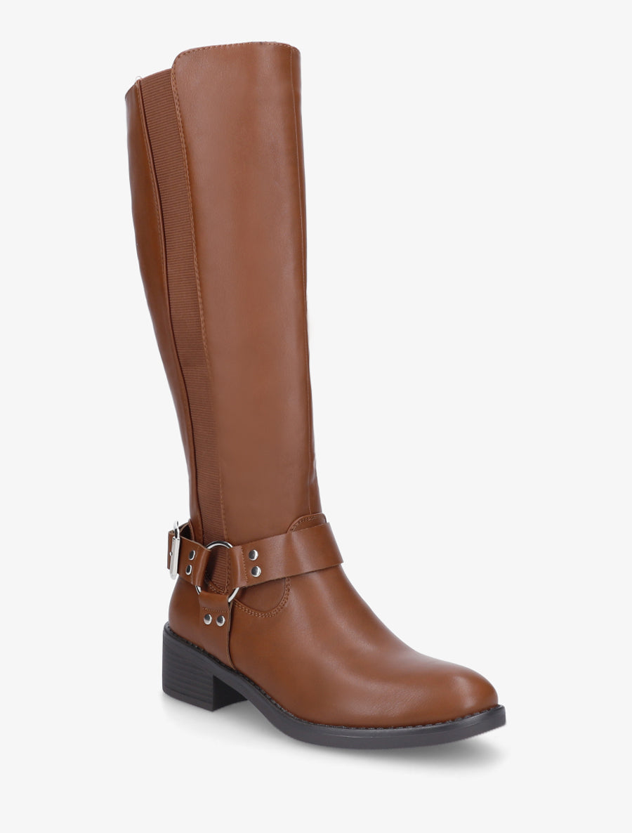 Bottes style cavalière à boucle - Camel