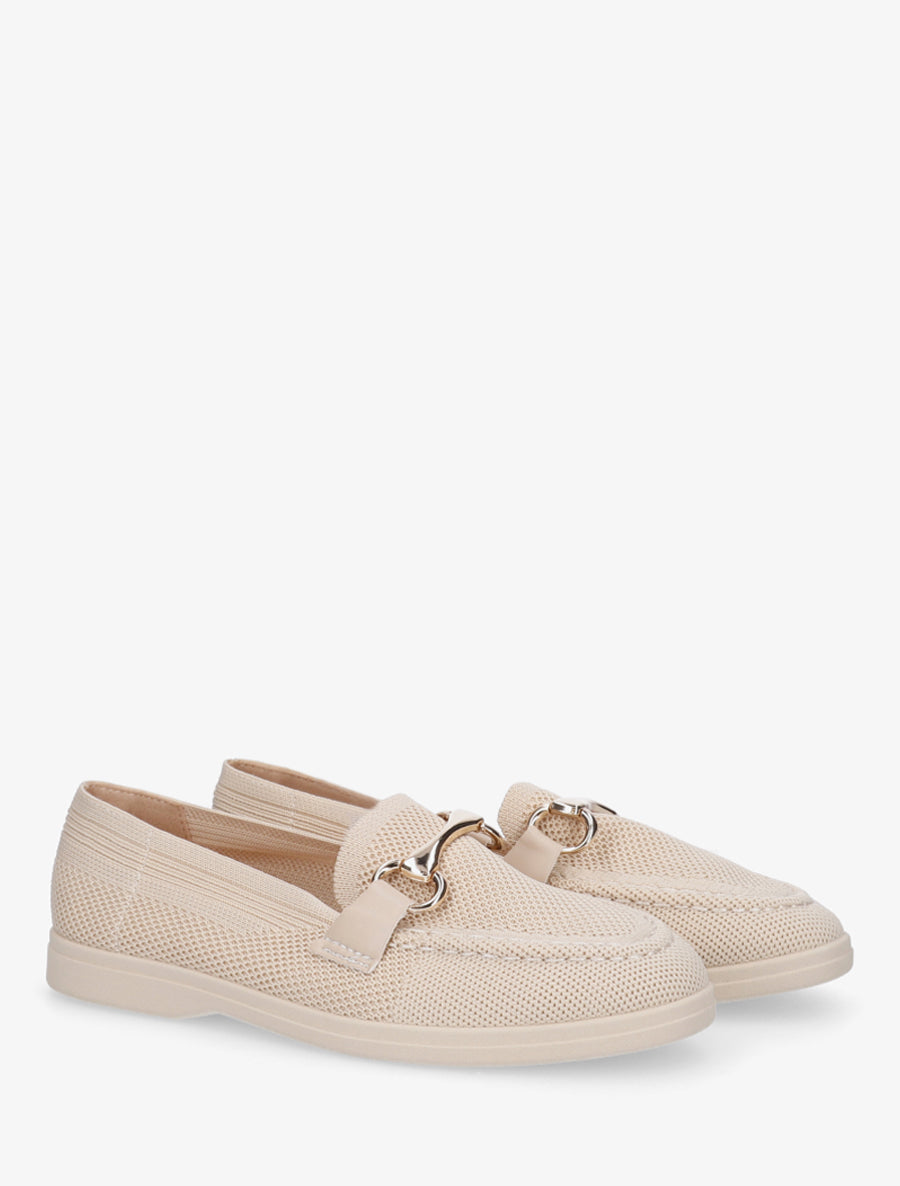 Mocassins en mesh à boucle décorative - Beige - 4