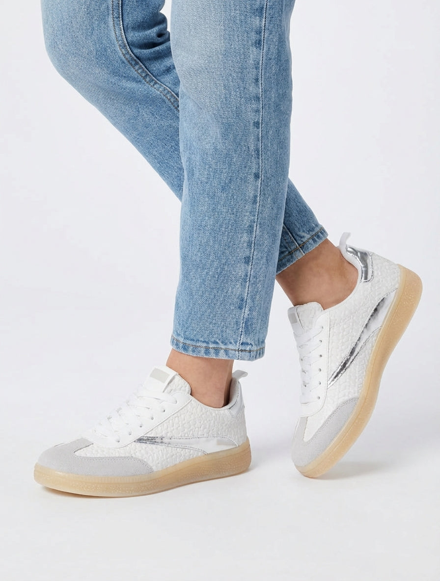 Baskets en simili effet tressé - Blanc