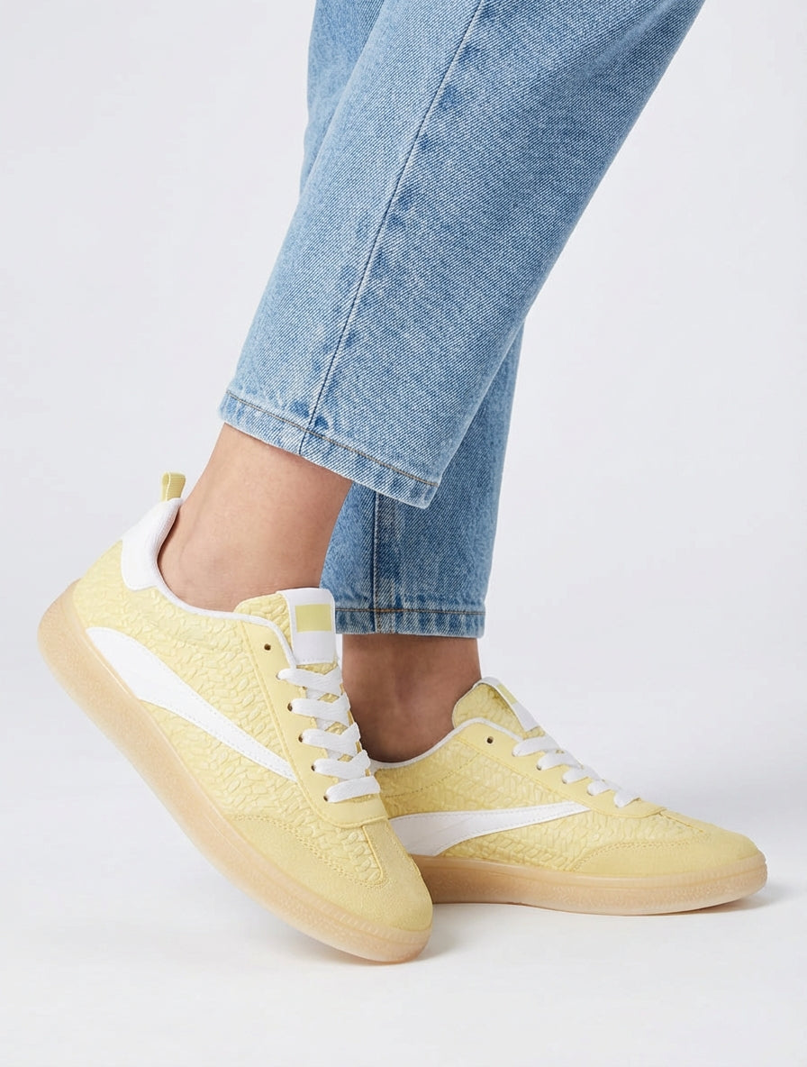 Sneakers van imitatie vlechtwerk - Geel