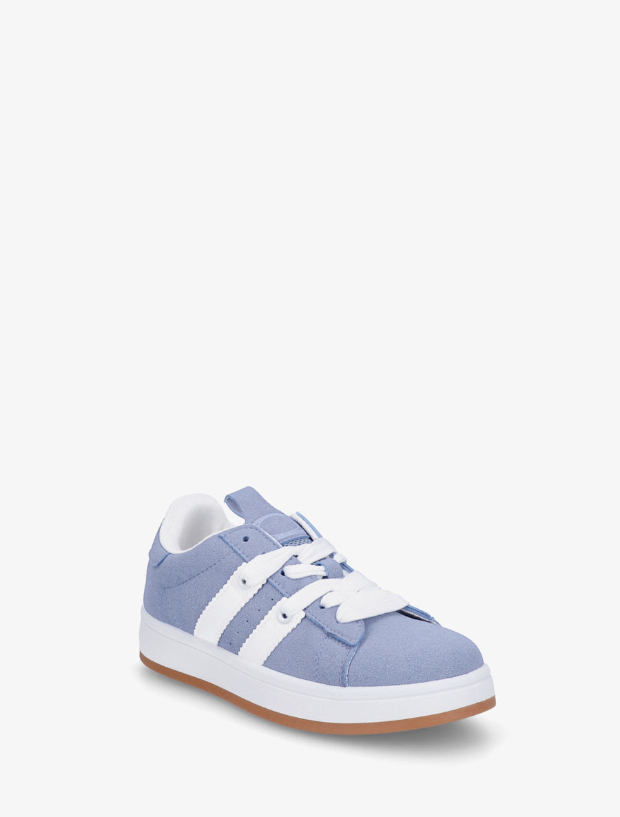 Sneakers unies à bandes contrastantes - Bleu - 2