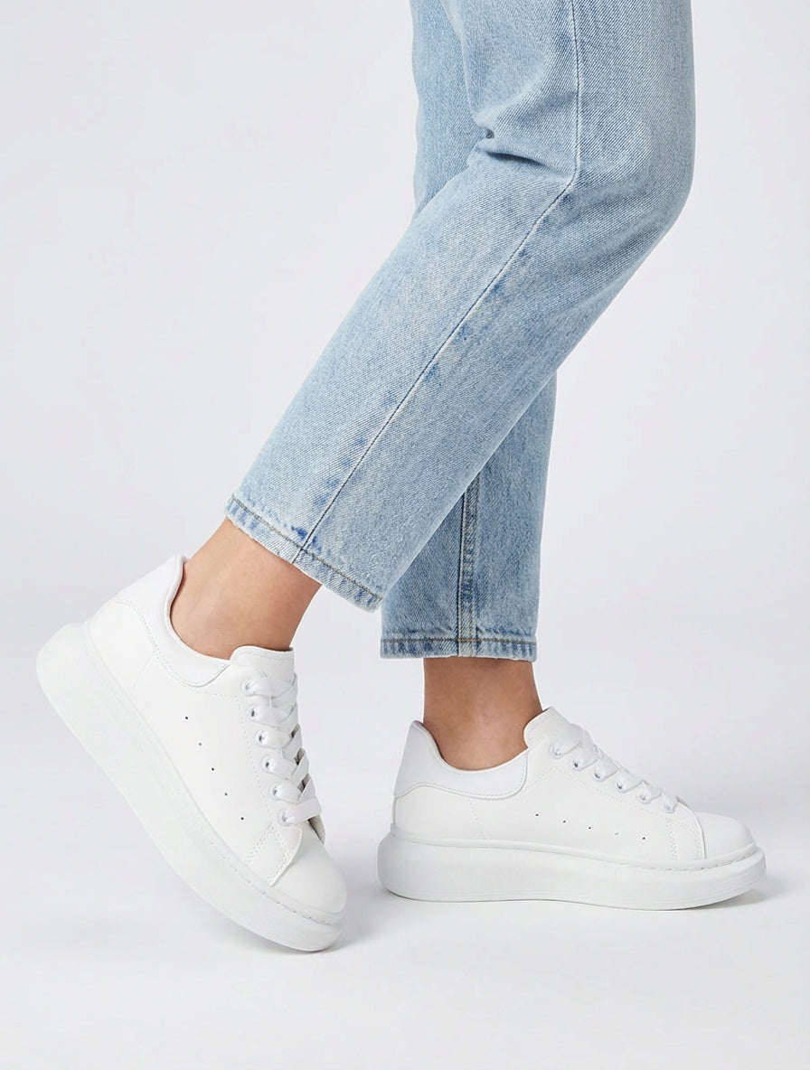 Casual sneakers in imitatieleer - Wit