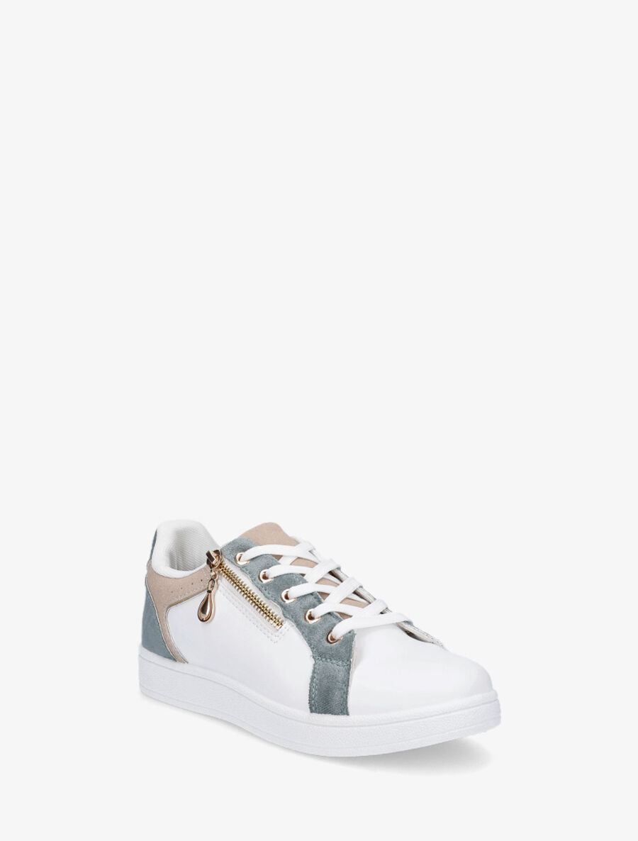 Sneakers plates à zip décoratif - Beige - 2